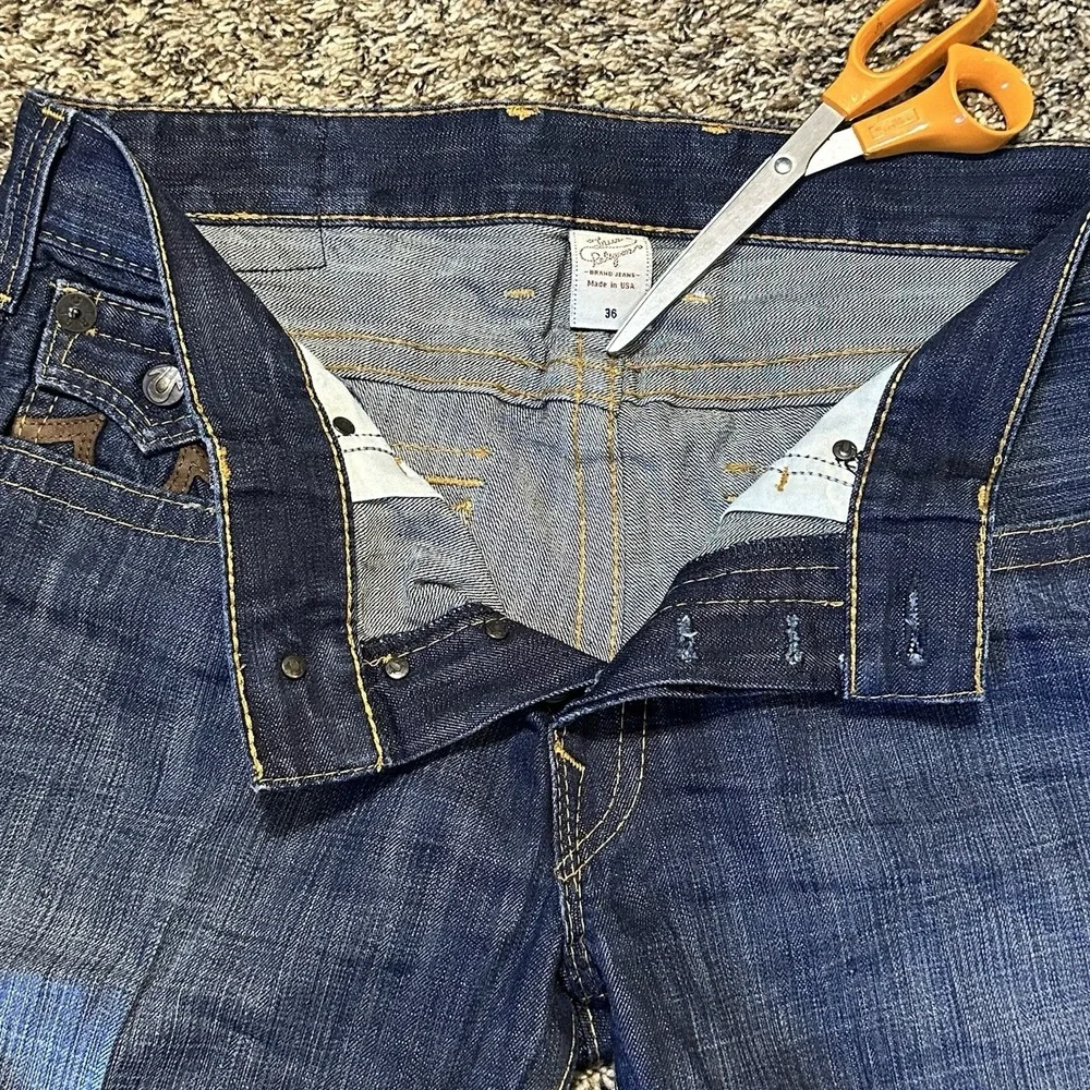 True‎ Religion Section Row Seat Jeans Men's 36 Dark Wash Straight Leg Button Fly